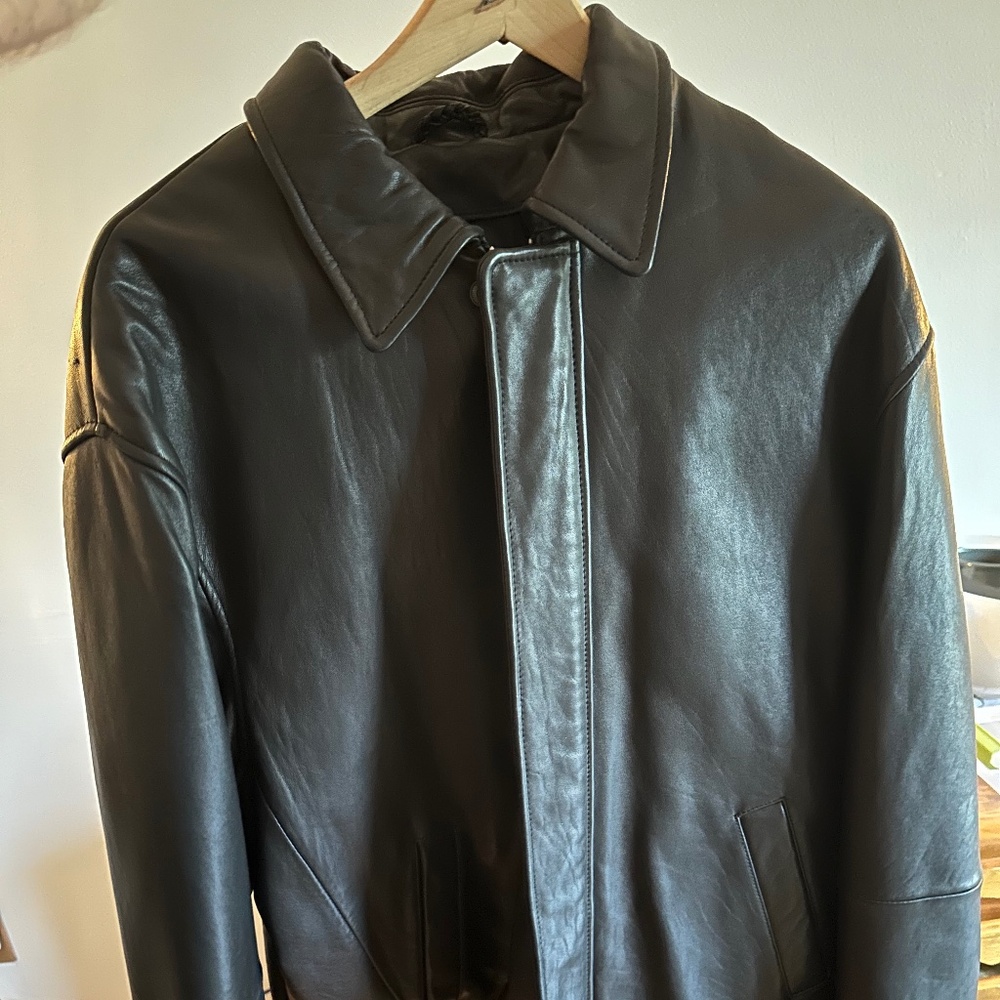 Joseph A Banks Black Leather Jacket